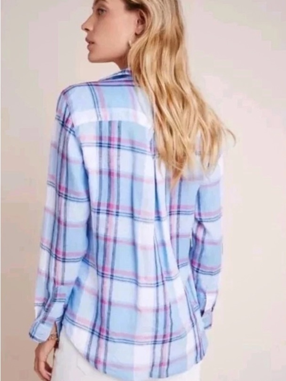 GRAYSON| The Hero Linen Shirt Blue Plaid Button Down Large Preppy - Picture 4 of 11